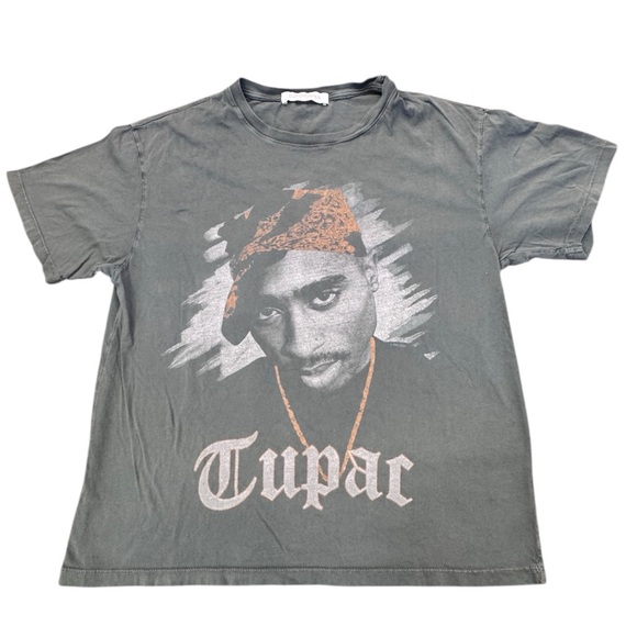 Men's Gray Graphic Tupac Shakur T-Shirt - Picture 2 of 8